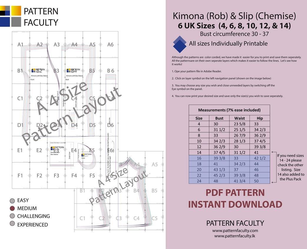 Women’s Kimono Rob and slip Sizes 4 to 14-3 Women’s Kimono Rob and slip Sizes 4 to 14-3