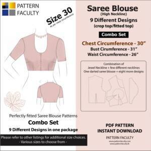 Saree Blouses - High Neckline – 9 Different styles - cuts - Size 30