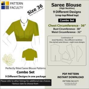 Saree Blouses - High Neckline – 9 Different styles - cuts - Size 36